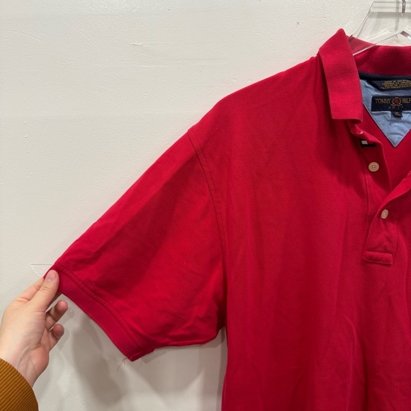 Vintage Tommy Hilfiger Gold Polo Shirt Short Sleeve Red Medium - Picture 4 of 6